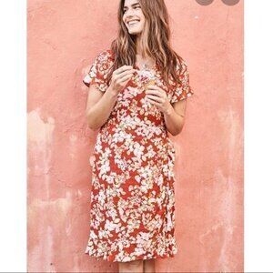 J. Jill Red Floral Wrap Dress Size M
